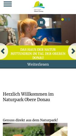 Vorschau der mobilen Webseite www.naturpark-obere-donau.de, Naturpark Obere Donau