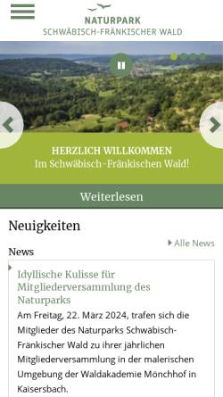 Vorschau der mobilen Webseite www.naturpark-sfw.de, Naturpark Schwäbisch-Fränkischer Wald