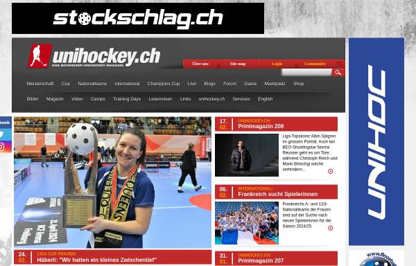 Vorschau von unihockey.ch, Schweizer Unihockeyserver