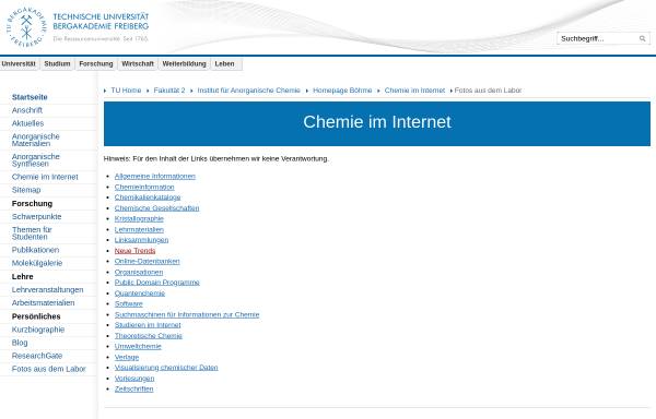Vorschau von links.uweboehme.de, Chemie im Internet