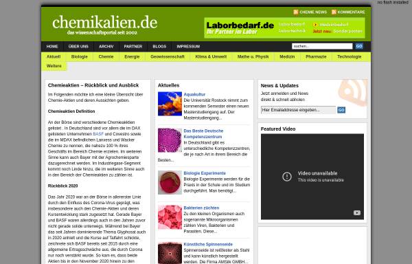 Vorschau von www.chemikalien.de, Chemikalien.de: Board für die Chemie