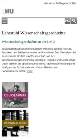 Vorschau der mobilen Webseite www.gn.geschichte.uni-muenchen.de, Lehrstuhl für Geschichte der Naturwissenschaften der Universität München
