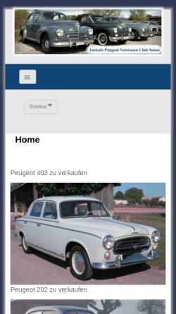 Vorschau der mobilen Webseite www.amicale-peugeot.ch, Peugeot Veteranen Club Schweiz