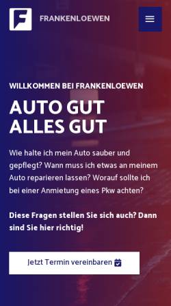 Vorschau der mobilen Webseite www.frankenloewen.de, Peugeot-Motorsportfreunde-Unterfranken e.V.