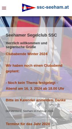 Vorschau der mobilen Webseite www.ssc-seeham.at, Seehamer Segelclub (SSC)
