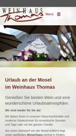 Vorschau der mobilen Webseite weinhaus-thomas.de, Weinhaus Thomas