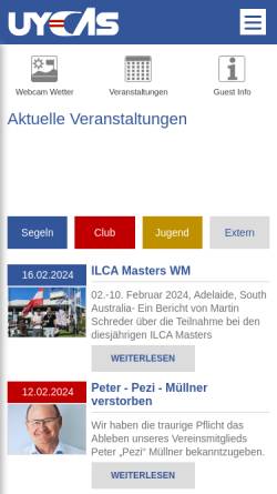 Vorschau der mobilen Webseite www.uycas.at, Union Yacht Club Attersee (UYCAs)