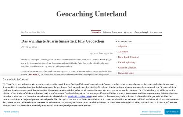 Vorschau von geocachingunterland.wordpress.com, Geocaching Unterland [lovertux]