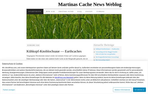 Vorschau von martinascachenews.wordpress.com, Martinas Cache News Weblog [martinascaches]