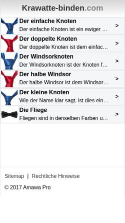 Vorschau der mobilen Webseite www.krawatte-binden.com, Krawatte binden