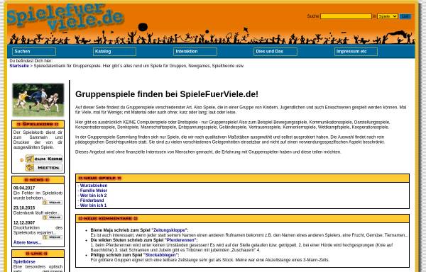 Vorschau von www.spielefuerviele.de, Spiele für Viele