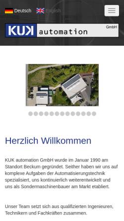 Vorschau der mobilen Webseite www.kuk-automation.de, KUK-automation GmbH