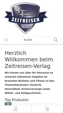 Vorschau der mobilen Webseite www.zeitreisen-verlag.de, ZeitReisen Verlag, Inh. Marc Meier zu Hartum