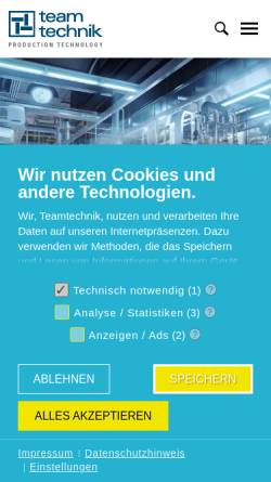Vorschau der mobilen Webseite www.teamtechnik.com, teamtechnik Maschinen und Anlagen GmbH