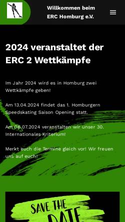 Vorschau der mobilen Webseite www.erc-homburg.de, Eis- und Rollsportclub Homburg