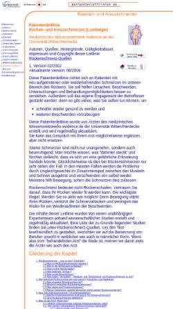 Vorschau der mobilen Webseite www.patientenleitlinien.de, Patientenleitlinie Rücken- und Kreuzschmerzen