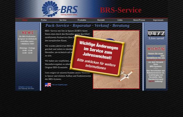 Vorschau von brs-service.de, BRS Ballistic Recovery Systems, Inh. Nicoal Kreimeier