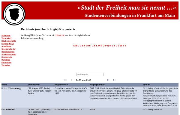 Vorschau von www.frankfurter-verbindungen.de, Berühmte und berüchtigte Korporierte