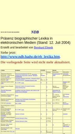 Vorschau der mobilen Webseite www.ndb.badw-muenchen.de, Präsenz biografischer Lexika in elektronischen Medien