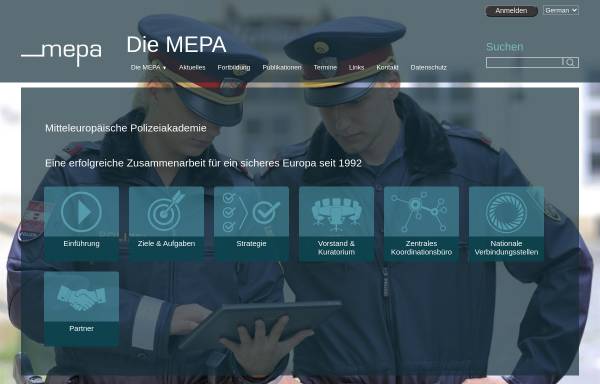 Vorschau von www.mepa.net, MEPA Mitteleuropäische Polizeiakademie