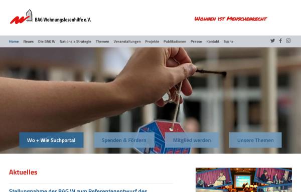 Homepage des Vereins BAG Wohnungslosenhilfe e.V.