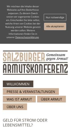 Vorschau der mobilen Webseite www.salzburger-armutskonferenz.at, Salzburger Armutsnetzwerk