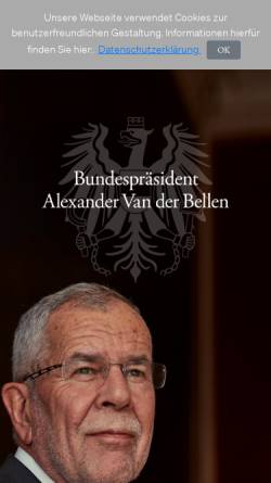 Vorschau der mobilen Webseite www.bundespraesident.at, Der Bundespräsident der Republik Österreich