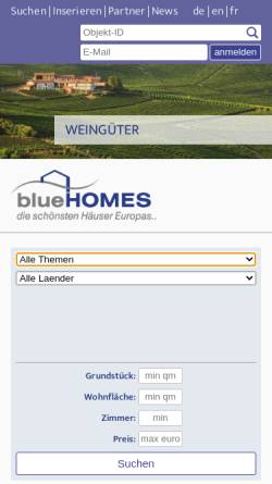 Vorschau der mobilen Webseite www.bluehomes.com, Blue Homes