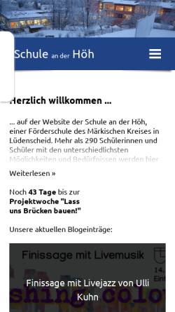 Vorschau der mobilen Webseite schuleanderhoeh.de, Schule an der Höh Lüdenscheid