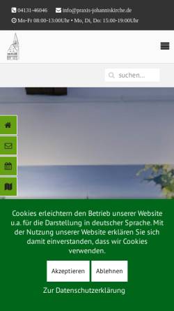 Vorschau der mobilen Webseite www.praxis-johanniskirche.de, Gade, Dr. med. Christian, Struck, Dr. med. Oliver