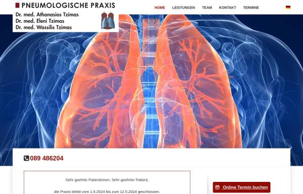 Vorschau von www.pneumologie-muenchen.de, Pneumologische Praxis Dr. med. Wassilis Tzimas