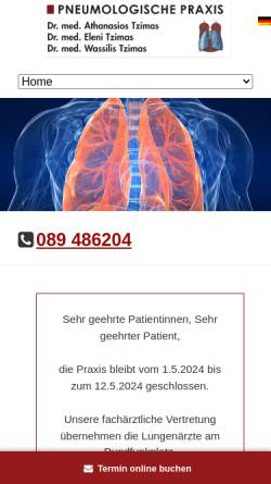 Vorschau der mobilen Webseite www.pneumologie-muenchen.de, Pneumologische Praxis Dr. med. Wassilis Tzimas
