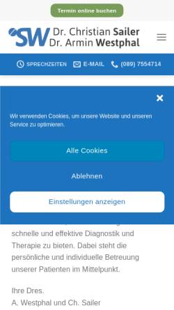 Vorschau der mobilen Webseite muenchen-praxis.de, Westphal, Dr. med. A. und Sailer, Dr. med. Ch.