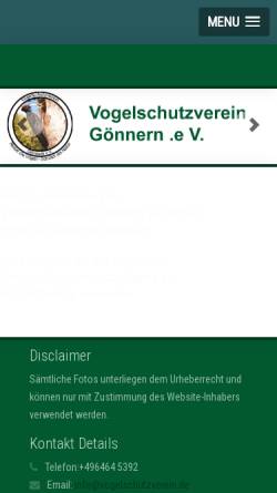 Vorschau der mobilen Webseite www.vogelschutzverein.de, Vogelschutzverein Gönnern