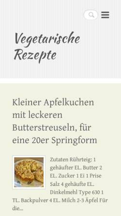Vorschau der mobilen Webseite www.vegetarischerezepte.com, Vegetarische Rezepte