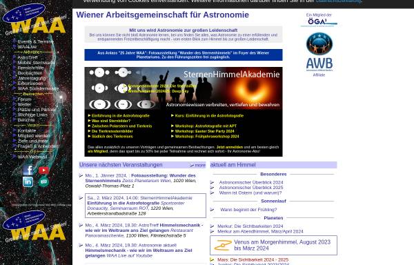 Vorschau von www.waa.at, Wiener Arbeitsgemeinschaft für Astronomie