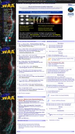 Vorschau der mobilen Webseite www.waa.at, Wiener Arbeitsgemeinschaft für Astronomie