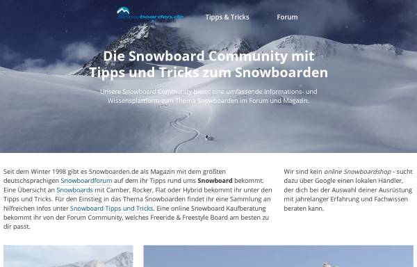 Vorschau von www.snowboarden.de, Snowboard Magazin