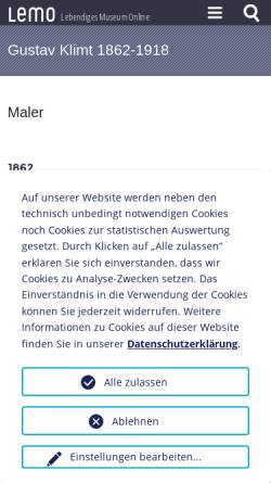Vorschau der mobilen Webseite www.dhm.de, Biographie: Gustav Klimt, 1862-1918