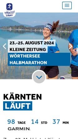 Vorschau der mobilen Webseite www.kaerntenlaeuft.at, Wörthersee Halbmarathon