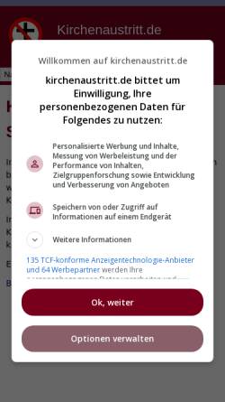 Vorschau der mobilen Webseite www.kirchenaustritt.de, Kirchenaustritt in der Schweiz