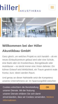 Vorschau der mobilen Webseite www.hiller-akustik.de, Heinz Hiller GmbH