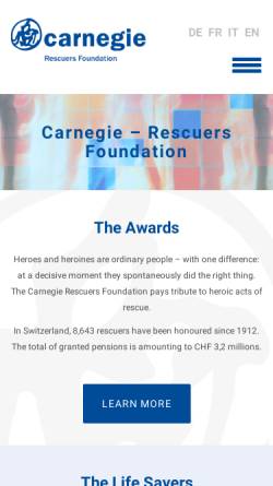 Vorschau der mobilen Webseite www.carnegie.ch, Carnegie-Stiftung für LebensretterInnen in der Schweiz