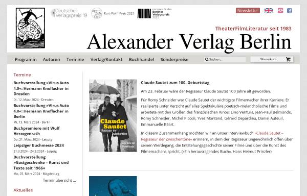 Vorschau von www.alexander-verlag.com, Alexander Verlag Berlin