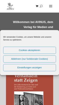 Vorschau der mobilen Webseite verlag.avinus.de, Avinus Verlag
