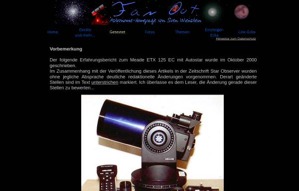 Vorschau von www.svenwienstein.de, Teleskope