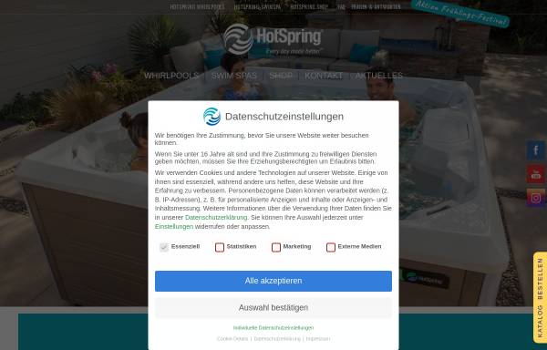 Vorschau von hotspring.de, Whirlpool Import GmbH