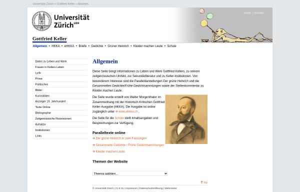 Vorschau von www.gottfriedkeller.ch, Gottfried Keller Homepage