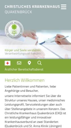 Vorschau der mobilen Webseite www.ckq-gmbh.de, Christliches Krankenhaus Quakenbrück