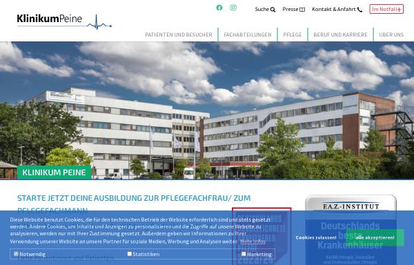 Vorschau von www.klinikum-peine.de, Klinikum Peine